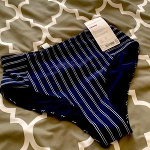 Athleta Navy and White Striped Swim Bottom